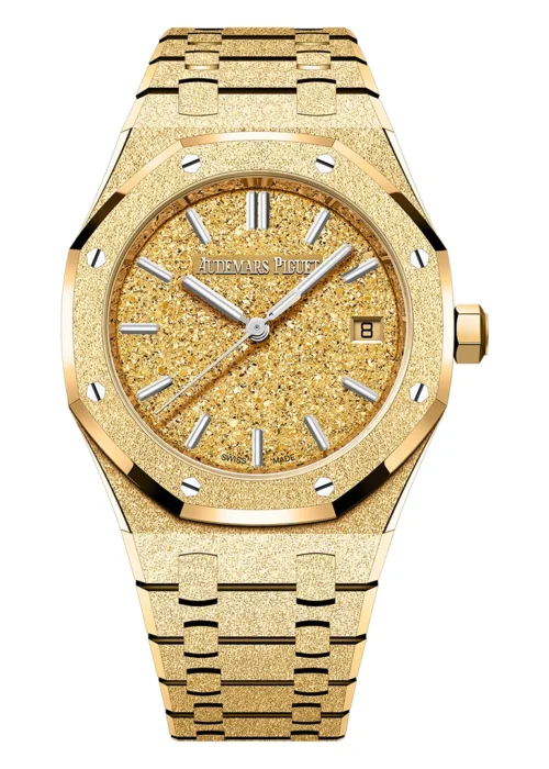 Royal Oak 34mm Frosted Gold Finish Yellow Gold Tone Luxury Sport Watch