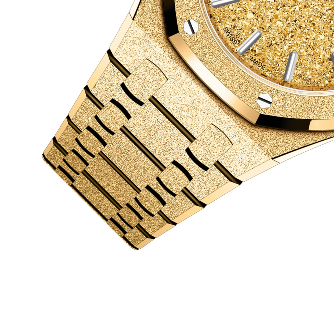 Royal Oak 34mm Frosted Gold Finish Yellow Gold Tone Luxury Sport Watch - Image 2