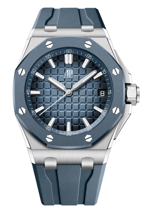 Royal Oak Offshore 43mm Blue Rubber Bezel Smoky Blue Dial Luxury Sport Watch
