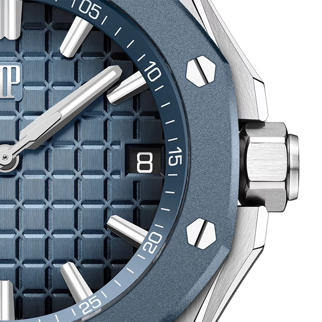 Royal Oak Offshore 43mm Blue Rubber Bezel Smoky Blue Dial Luxury Sport Watch - Image 3