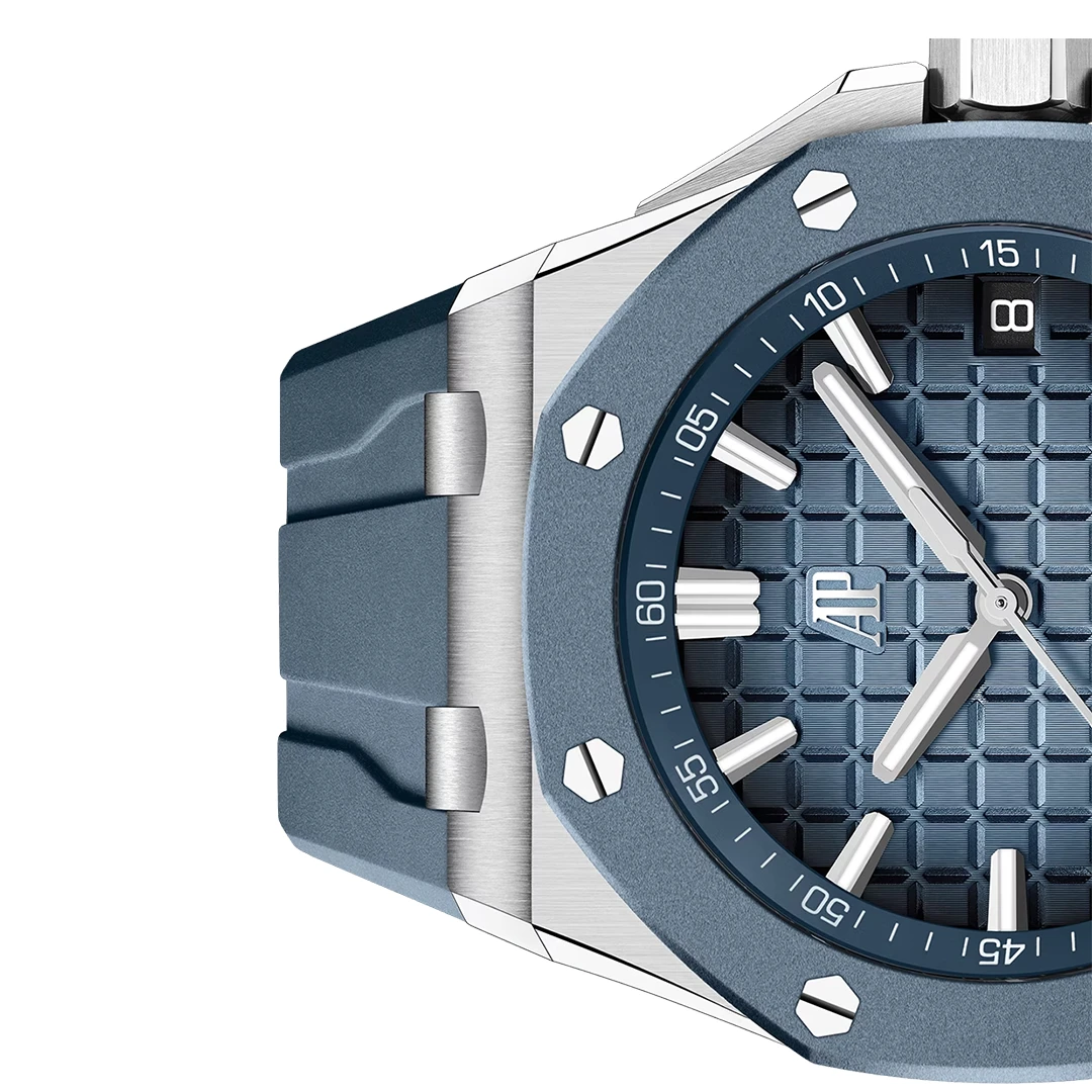 Royal Oak Offshore 43mm Blue Rubber Bezel Smoky Blue Dial Luxury Sport Watch - Image 4