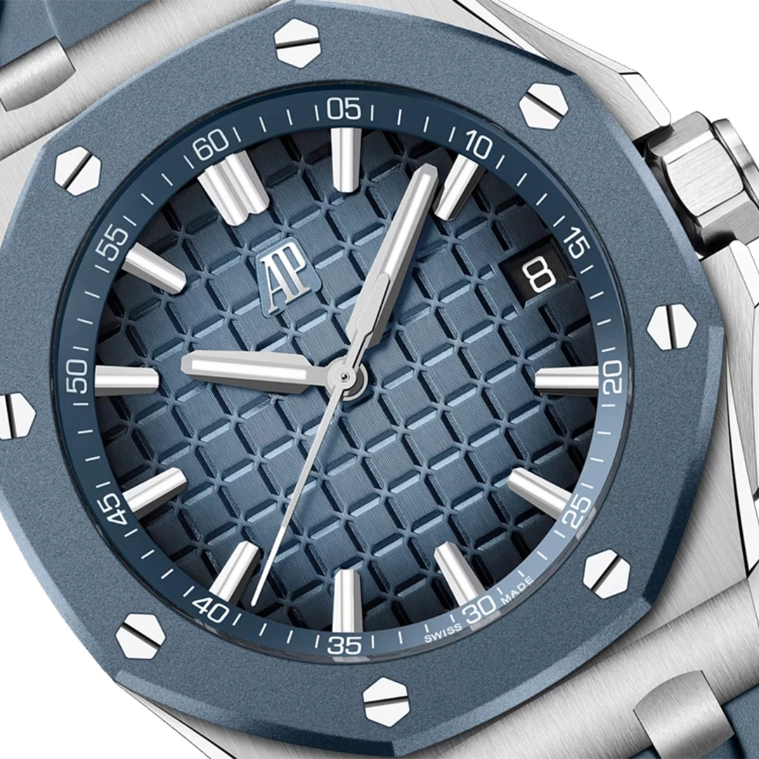 Royal Oak Offshore 43mm Blue Rubber Bezel Smoky Blue Dial Luxury Sport Watch - Image 5