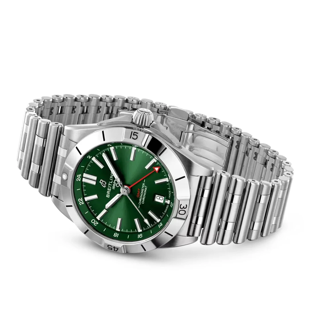 Chronomat 40 GMT All-Purpose Sports & Travel Watch - Deep Green Dial and Iconic Rouleaux Bracelet - Image 3