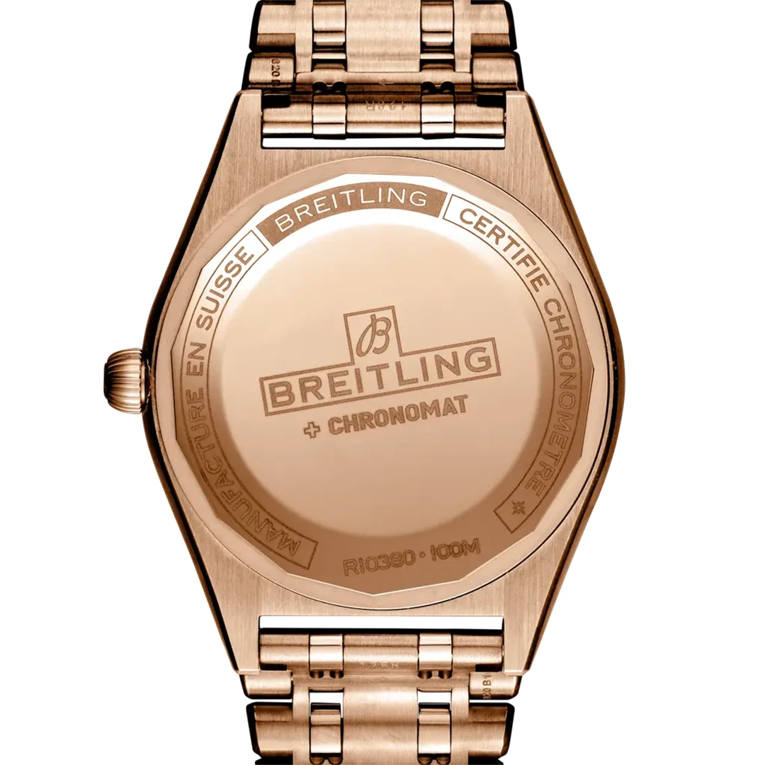 Chronomat 36 Rose Gold Tone Luxury Watch - White Dial and Sparkling Markers - Image 4