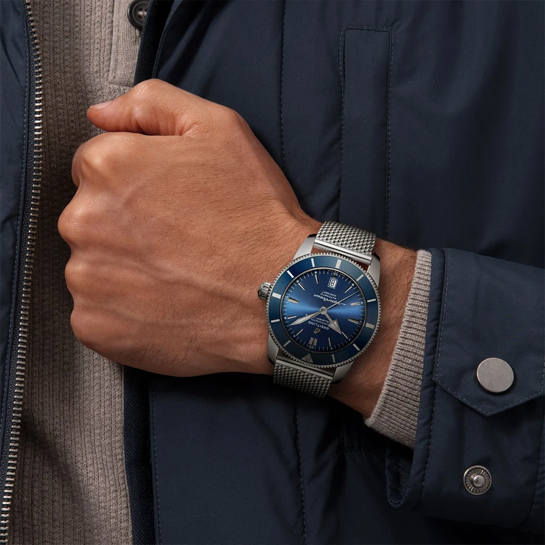Superocean Heritage 46 Classic Maritime Diver - Deep Blue Dial and Steel Mesh Bracelet - Image 5
