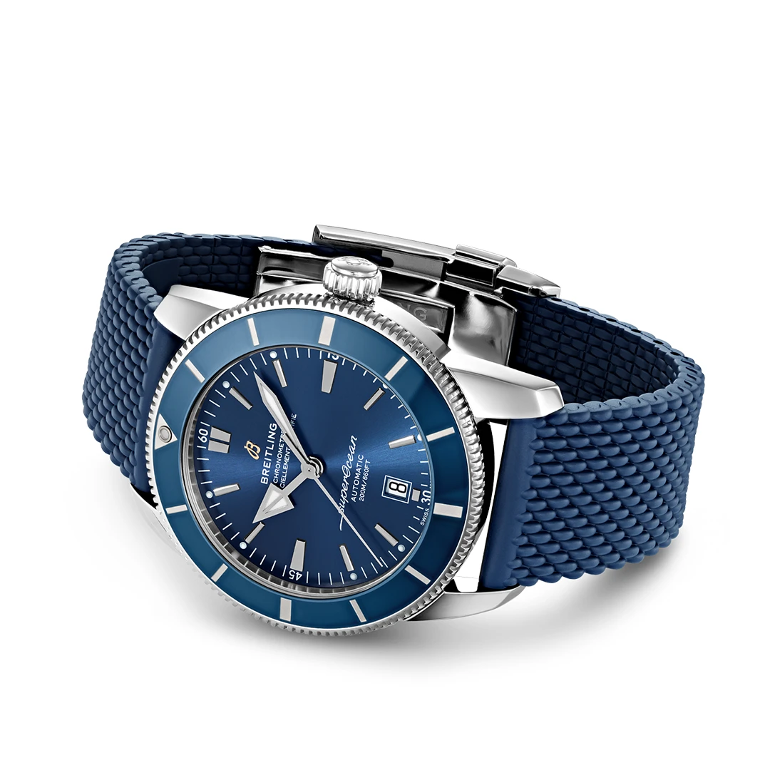 Superocean Heritage 46 Classic Maritime Blue Diver - Deep Blue Dial and Mesh-Textured Rubber Strap - Image 3