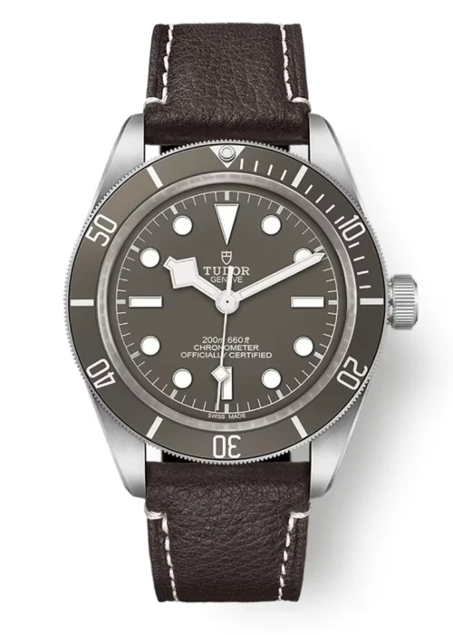 Black Bay 58 Series Silver Tone Heritage Diver - Taupe Dial and Dark Brown Leather Strap
