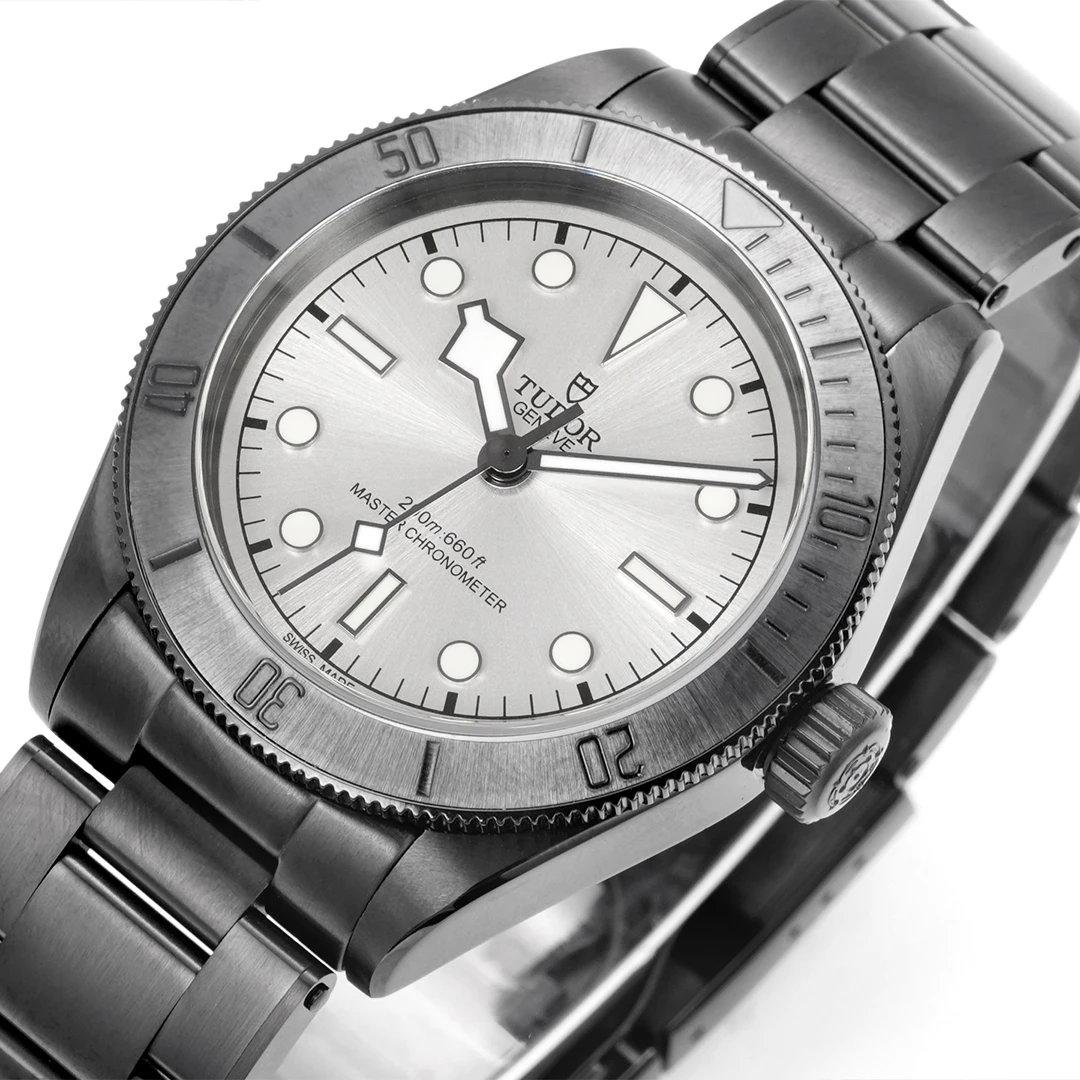 Black Bay 41mm All-Black Coated Watch - Silver Sunray Dial Steel Sports Watch - Image 3
